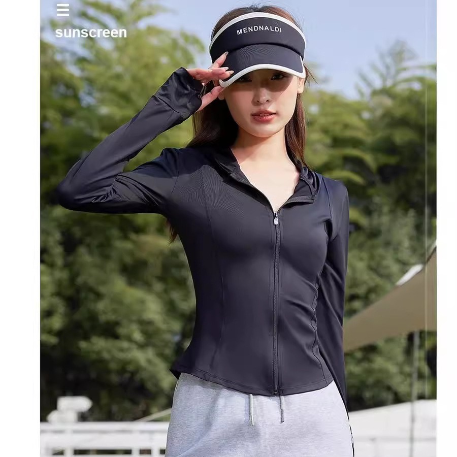 Verano nuevo Ono y el mismo tipo de ropa de protección solar delgada yoga ropa de protección solar con capuchón anti-UV hielo