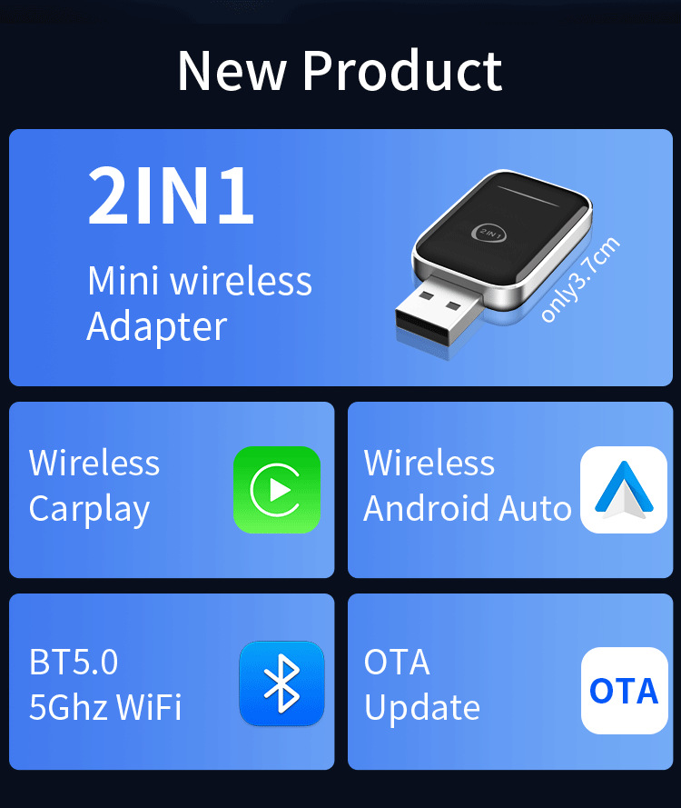 USB Wireless Carplay Smart Car Box Is Suitable for iPhone and Android Auto Boxes