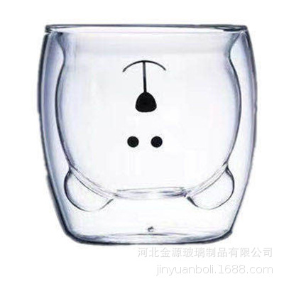 Dibujos animados lindo colorido transparente vidrio de doble capa taza de café taza de vidrio borosilicato taza de oso jugo taza de leche