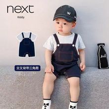 夏季新款婴儿衣服短袖纯棉连体衣网红男女宝宝外出背带爬服哈衣潮