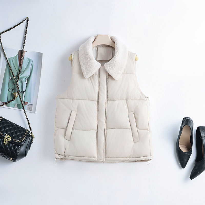 Algodón chaleco mujer otoño y invierno 2025 nuevos productos coreanos con la solapa vestimenta de algodón estilo europeo y americano chaleco de hombro chaqueta de moda