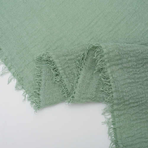 Best-selling pleated single-color cotton headscarf, simple cotton-linen pressed-pleated fringed edge women's gauze scarf versatile scarf factory source