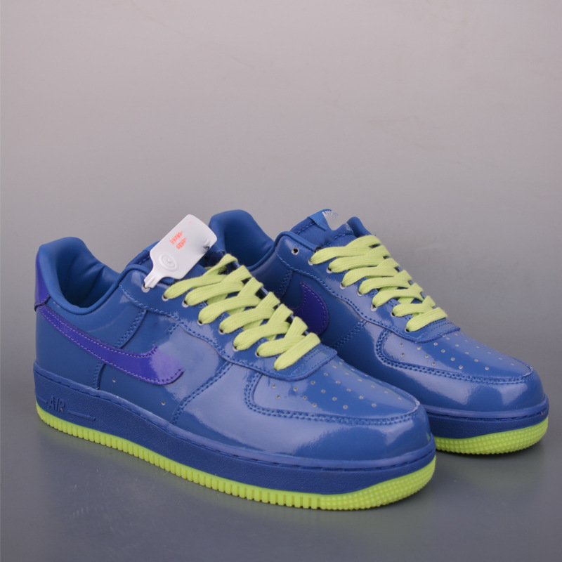 Original Air Force One Patent Leather Blue Casual Sneakers, Glossy Red American-Style Sports Shoes for Men and Women, Pink Lifestyle Shoes