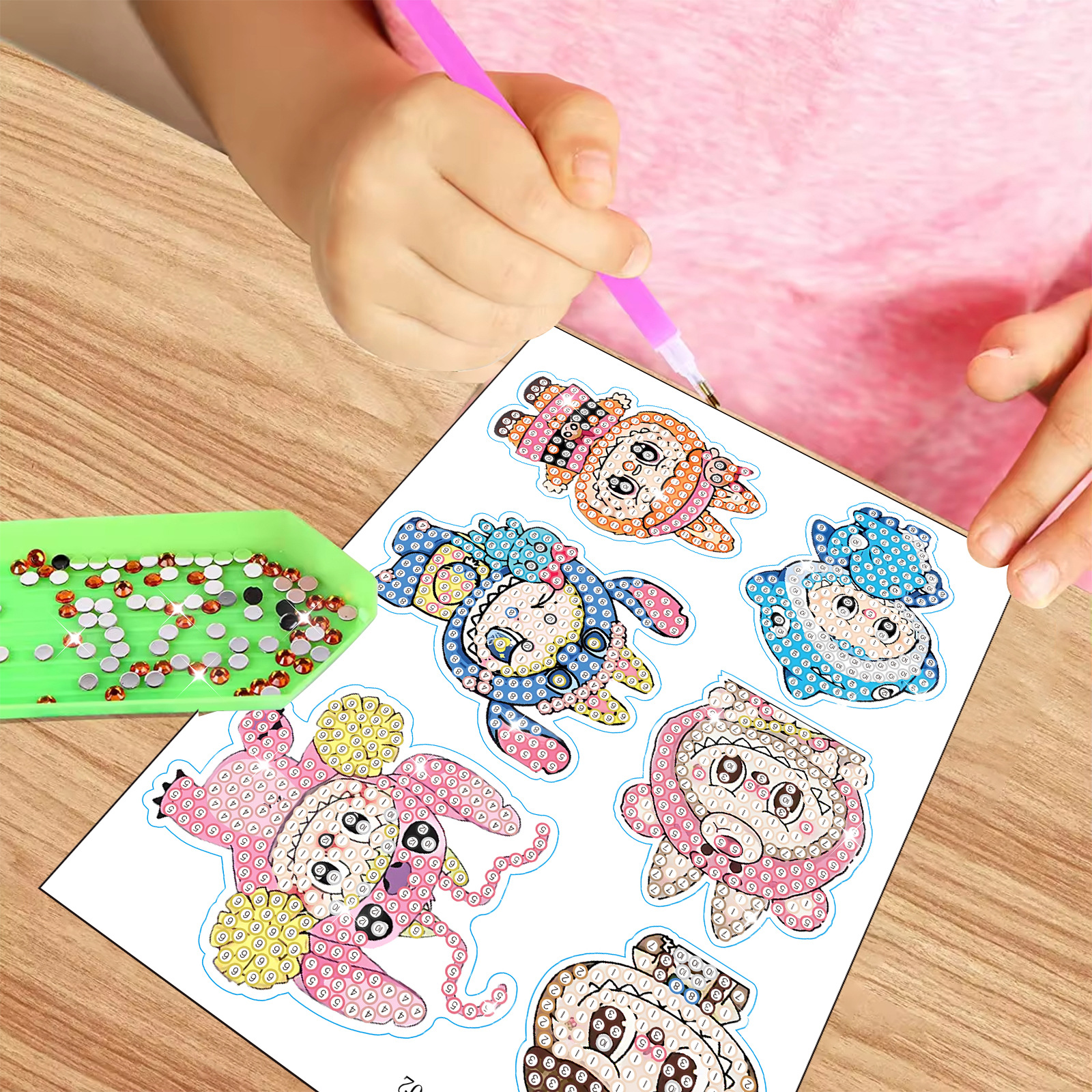 Estilo explosivo transfronterizo Pegatinas de taza de agua Labubu Pegatinas de piedra de diamantes Pegatinas gratis Pegatinas de bricolaje para niños Ladrillo hecho a mano Pintura de piedra al por mayor