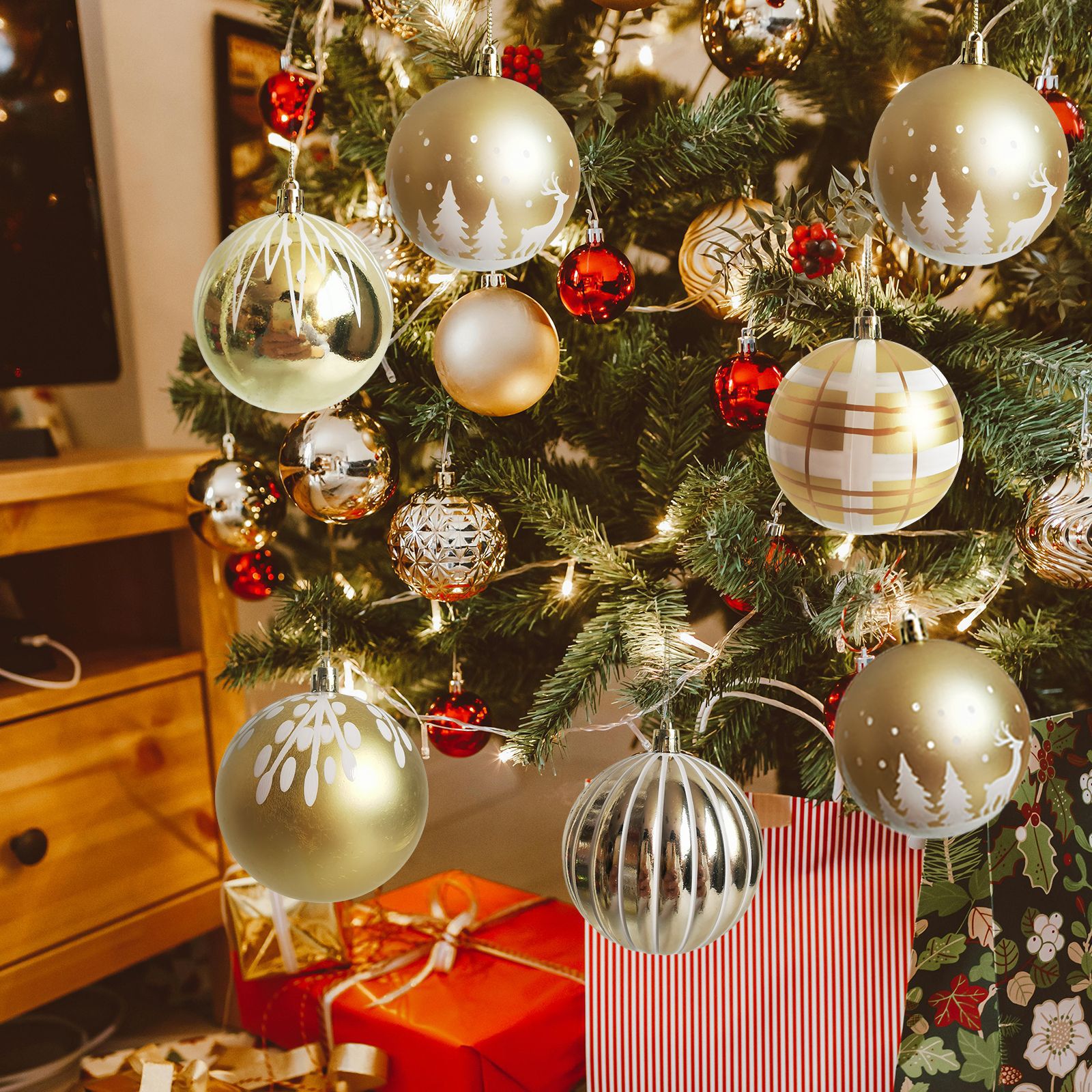 Navidad spot 8cm9PCS platino pintado galvanizado bola de Navidad de plástico árbol de Navidad atmósfera festiva bola decorativa