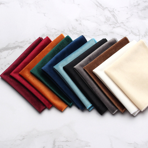 Velvet Pocket Square Square Fashion Men's Dress Accessories Wedding Party Handkerchief Shengzhou Manufacturer Wholesale