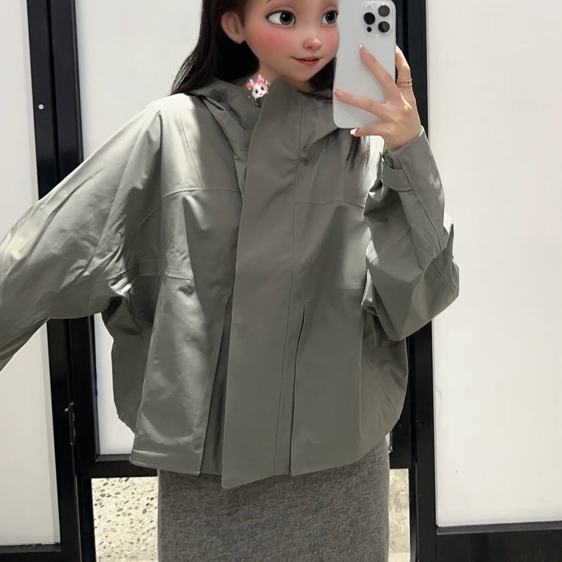 Lulu Hooded Women's Short Waterproof Windproof Sports Casual Jacket Charge Jacket Breathable Outdoor Raincoat