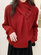 韩系可拆卸围脖毛衣女冬季原创设计师新款针织衫独特超好看上衣潮