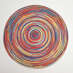 European Style Section Dyed Round Placemat Cotton Gauze Western Placemat Cotton Woven Placemat Non-Slip Insulation Mat Coaster Bowl