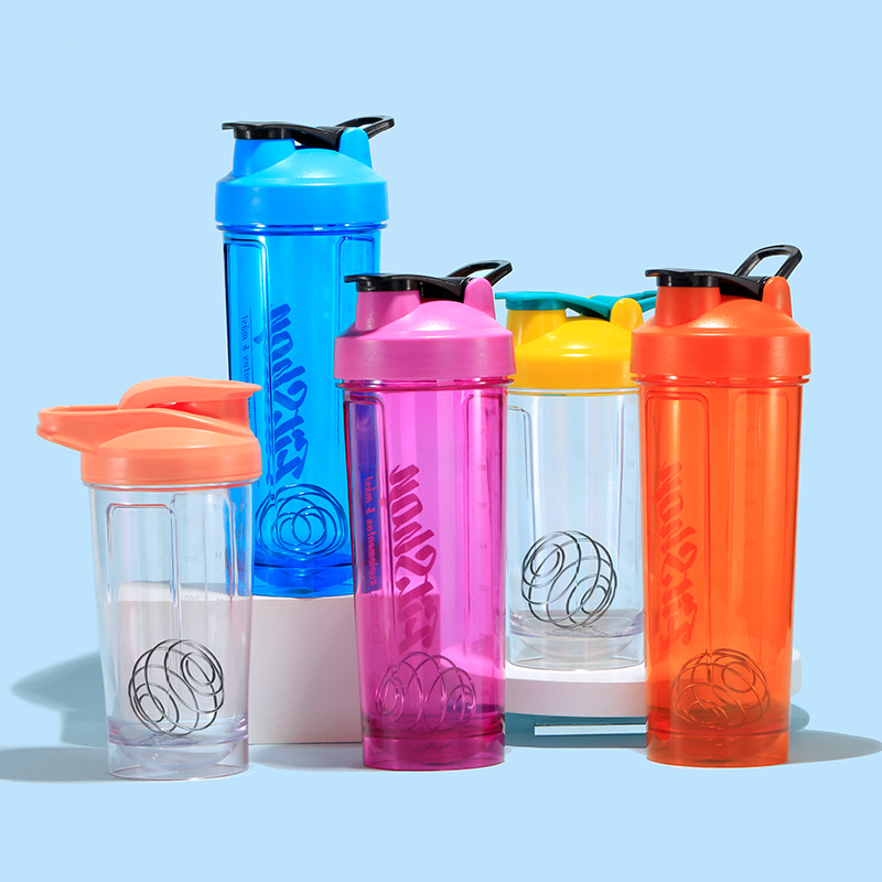 Taza de batido de plástico Escala de fitness para hombres y mujeres Taza de agua deportiva portátil Taza de polvo de batido de proteínas Taza de batido de leche Taza de agitación