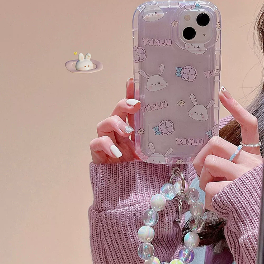 Совместимый фиолетовый кролик, чехол для телефона, iPhone, 17Promax, цветочный, защита осень, 13