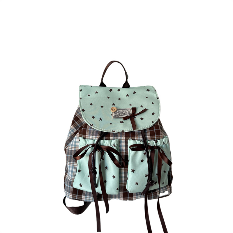 Dolce y lindo arco, mochila verde menta, mochila de moda, bolsas escolares de escuela primaria, moda