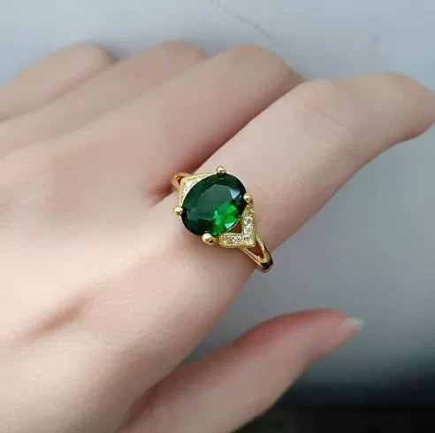 Korean emerald ring female living ring with garnet ring opening adjustable ruby ring wholesale