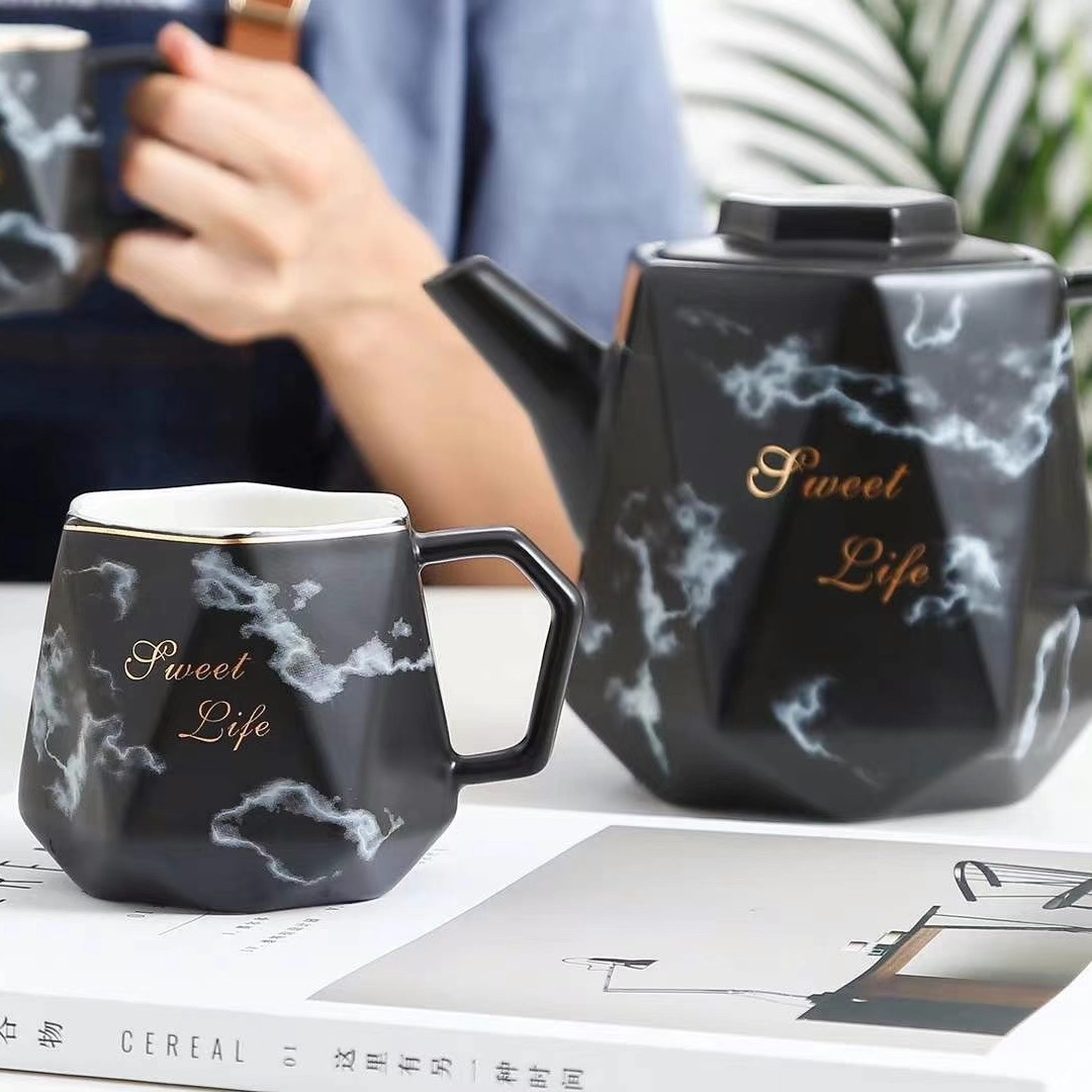 Creativo Estilo nórdico marbling conjunto de agua traje de cerámica taza botella de agua fría oficina en casa taza potable