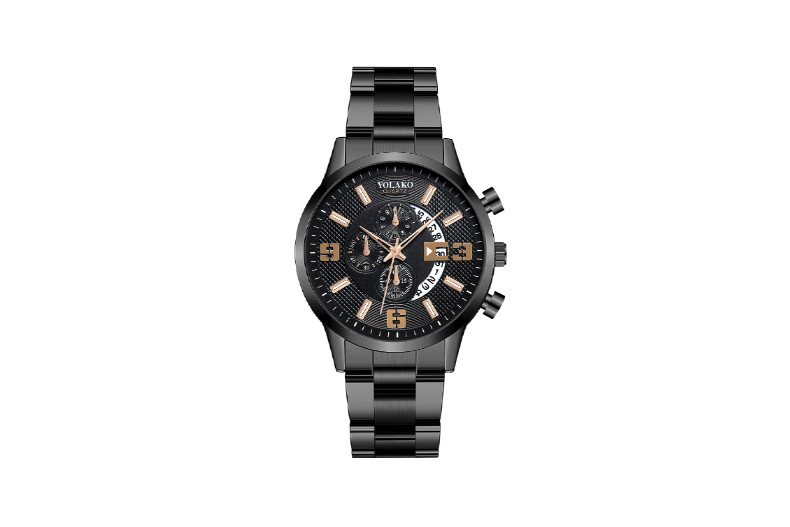 montre homme numérique à trois yeux avec calendrier tendance montre homme en acier inoxydable montre ceinture en acier_voghion.com