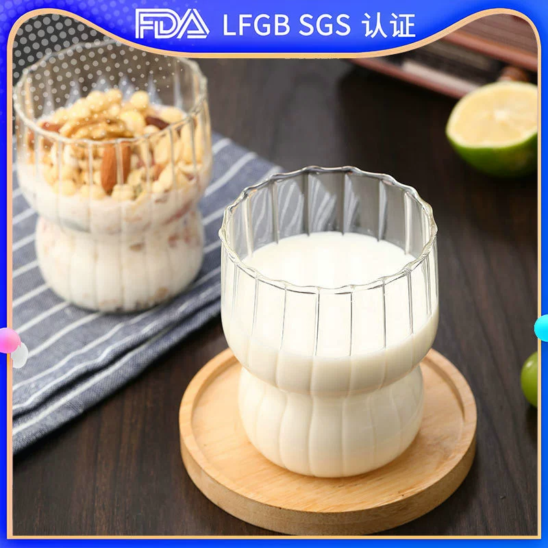 Симпатичная полосатая жирная чашка креативная кружка с высоким содержанием боросиликатного стекла стакан для домашнего овсяного молока чашка для завтрака Десерт стакан йогурта