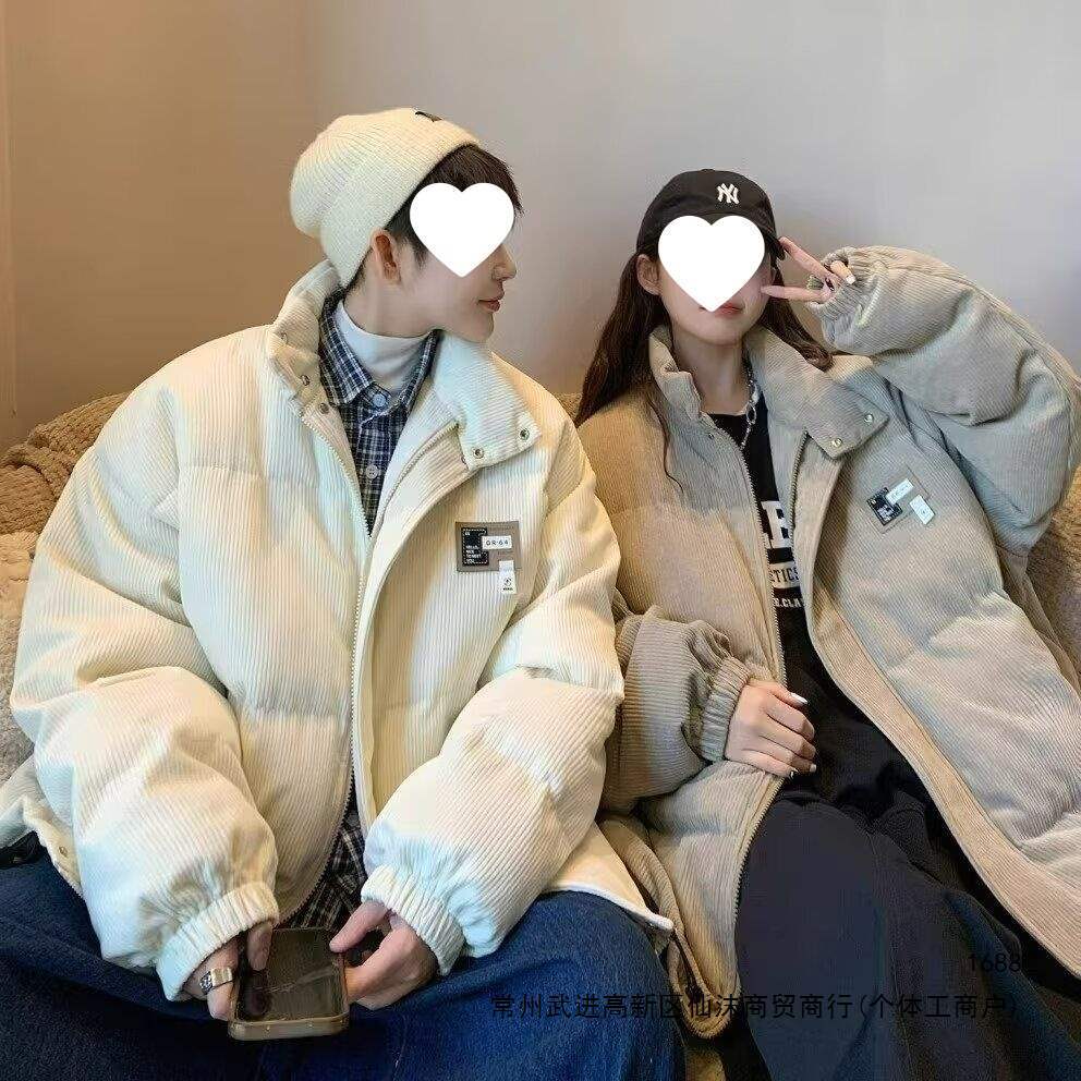 New winter corduroy thick cotton coat for men, 2026 new fashion trendy loose style puffer jacket