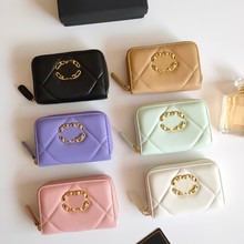 外贸新款小香家卡包钱包女短款网红同款马卡龙配色多卡位证件卡包