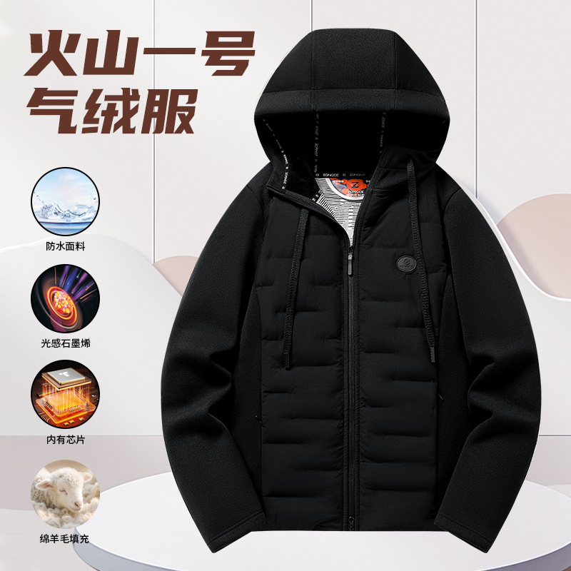Transfronterizos chaquetas de plumón ligeras para hombres y mujeres otoño y invierno 2025 nuevo empalme al aire libre con capuchón corto abrigo cálido casual