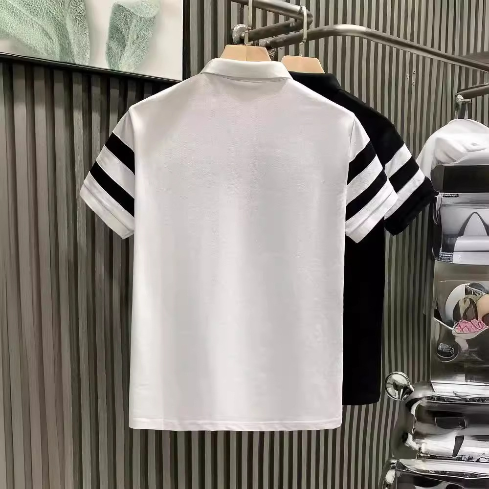 Camiseta de manga corta polo para hombre 2025 nuevo verano inglés marca de moda tendencia rufián guapo rojo solapa media manga