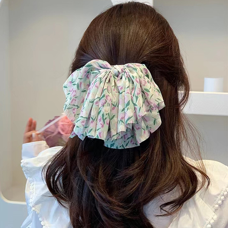 Women's Fashion Sweet Flower Bow Knot Cloth Hair Accessories Printing Hair Band display picture 1