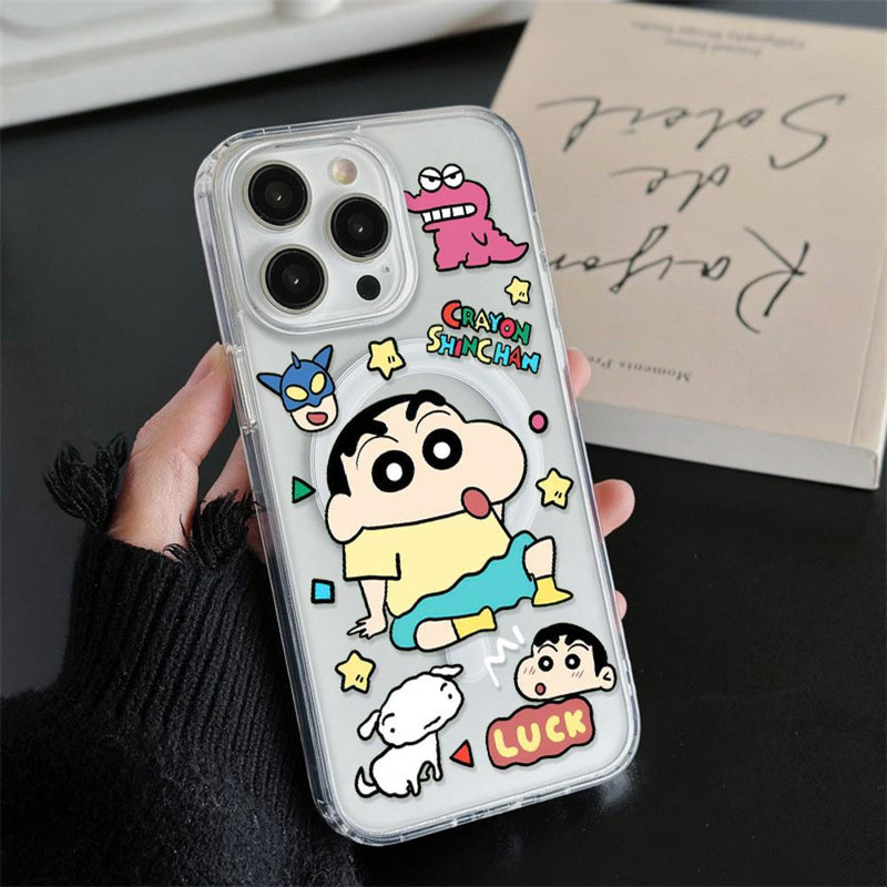 Suitable for Iphone17Promax Transparent Apple 15/16Promagsafe Crayon Shin-Chan Magnetic Phone Case