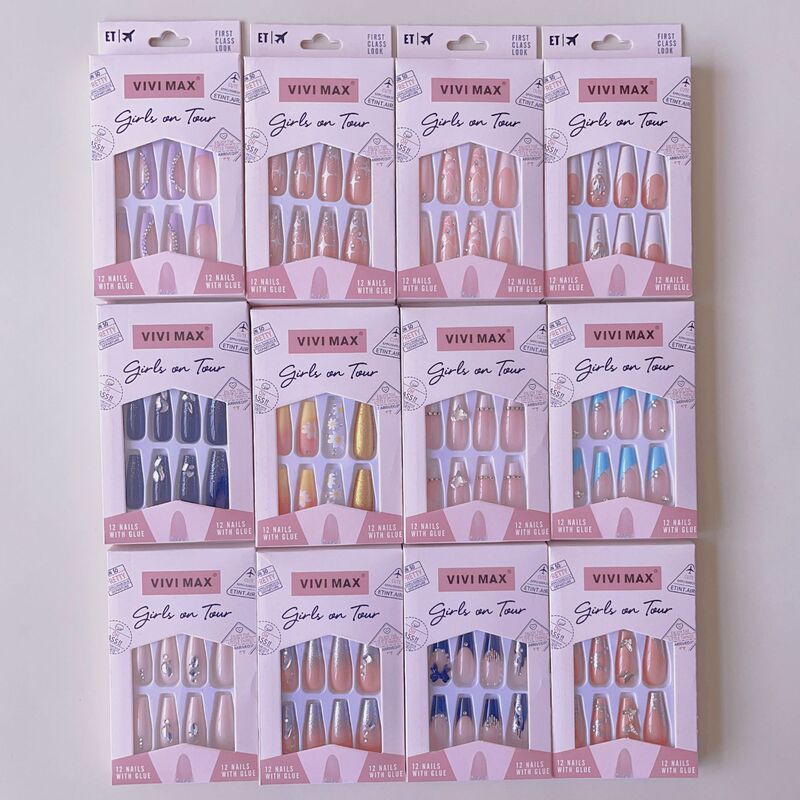 Foreign Trade Export Manicure Long Ballet Nails 12 Pieces Boxed Multiple Mixed Color Boxes Flash Diamond Manicure Pieces Wearable Nails Foreign Trade Export Manicure Long Ballet Nails 12 Pieces Boxed Multiple Mixed Color Boxes Flash Diamond Manicure Pieces Wearable Nails