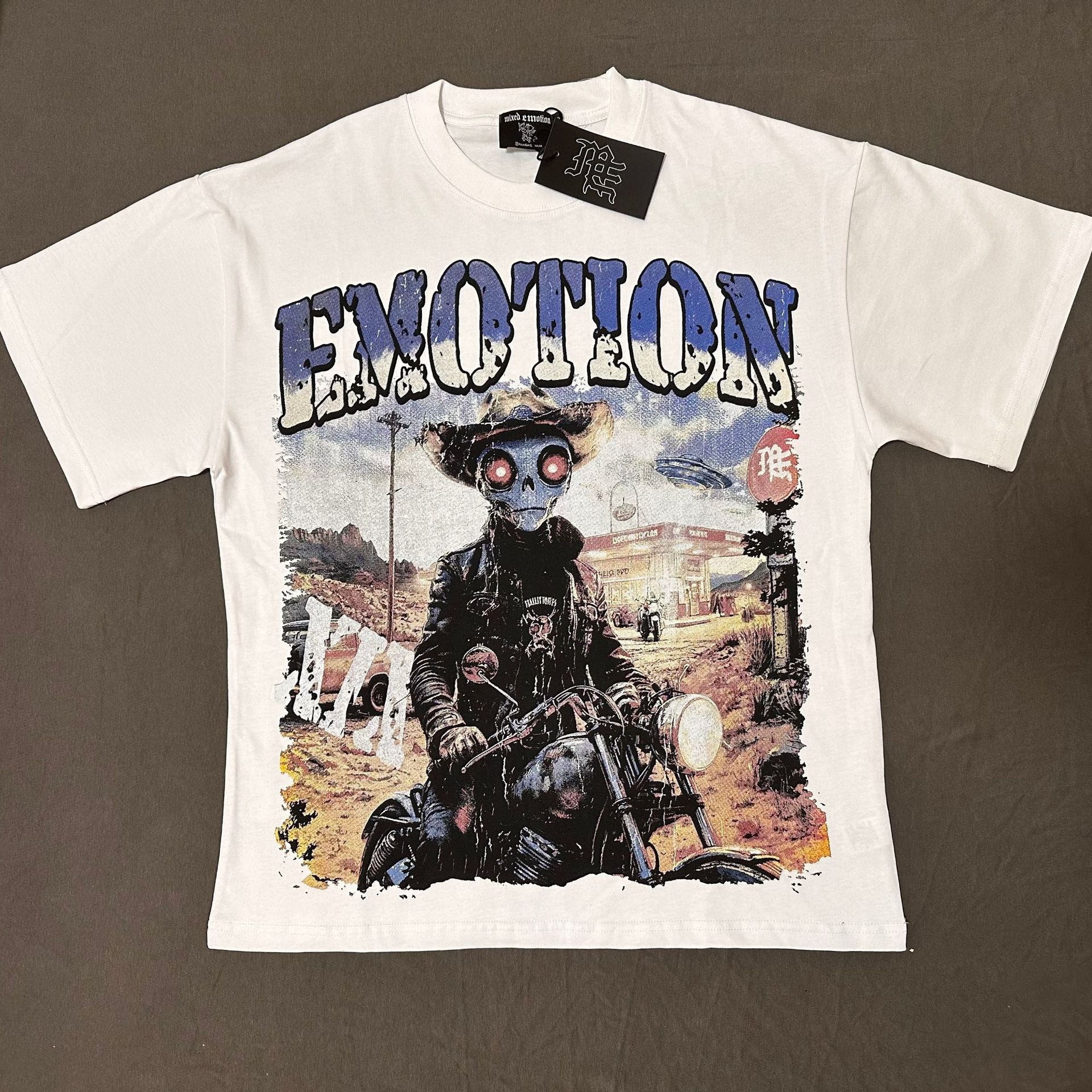 Transfronterizos MIXED EMOTION Ángel Impresión extraterrestre camiseta de hombre y mujer callejera de diamante de cuello redondo de manga corta