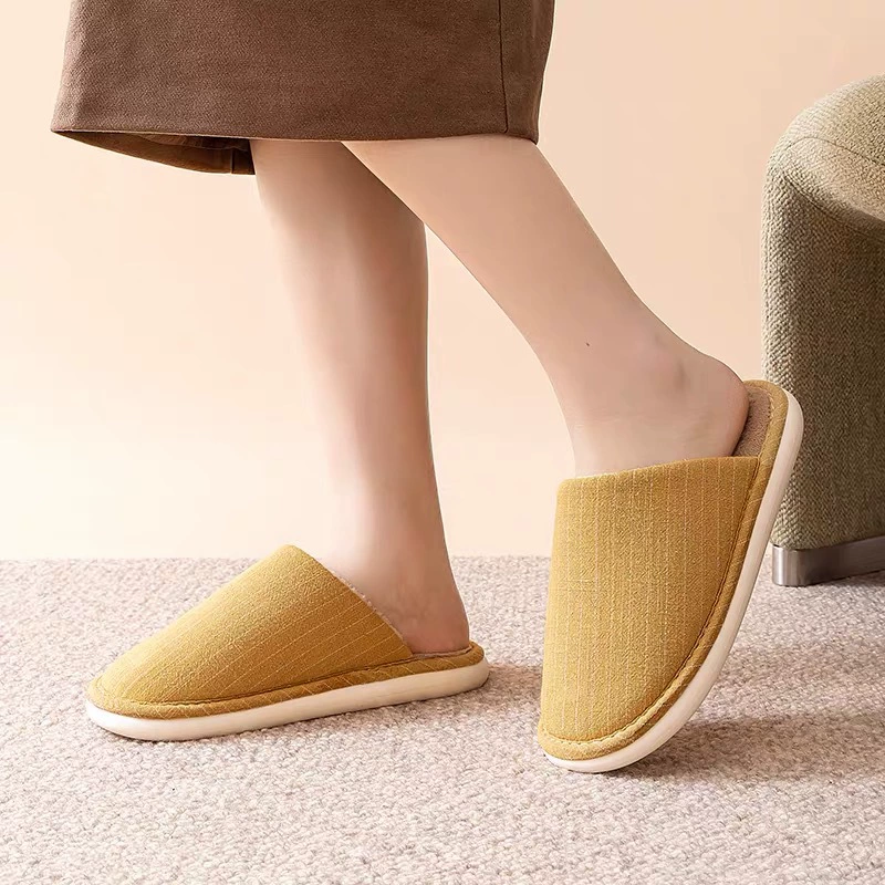 Домашние хлопчатобумажные тапочки с толстым дном для мужчин и женщин