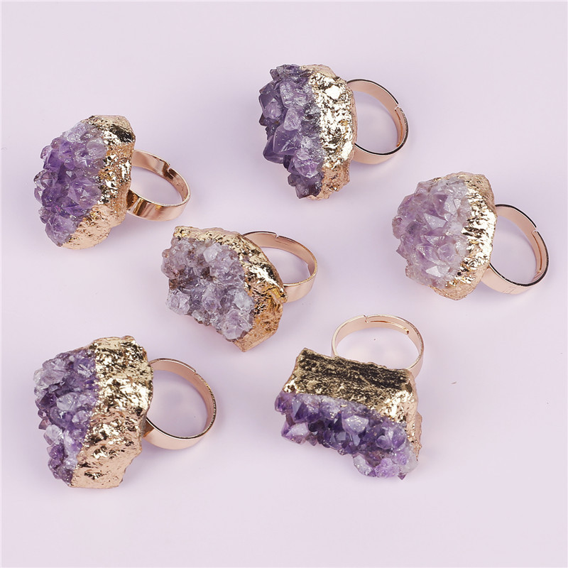 organic one size ring with amethyst
