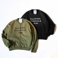 海外服装批发AC2025新款水洗渐变做旧1996字母全拉连棒球卫衣原标