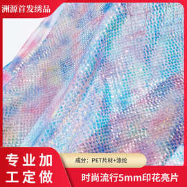 时尚流行5mm印花亮片适连衣裙童装饰品流行绣花布