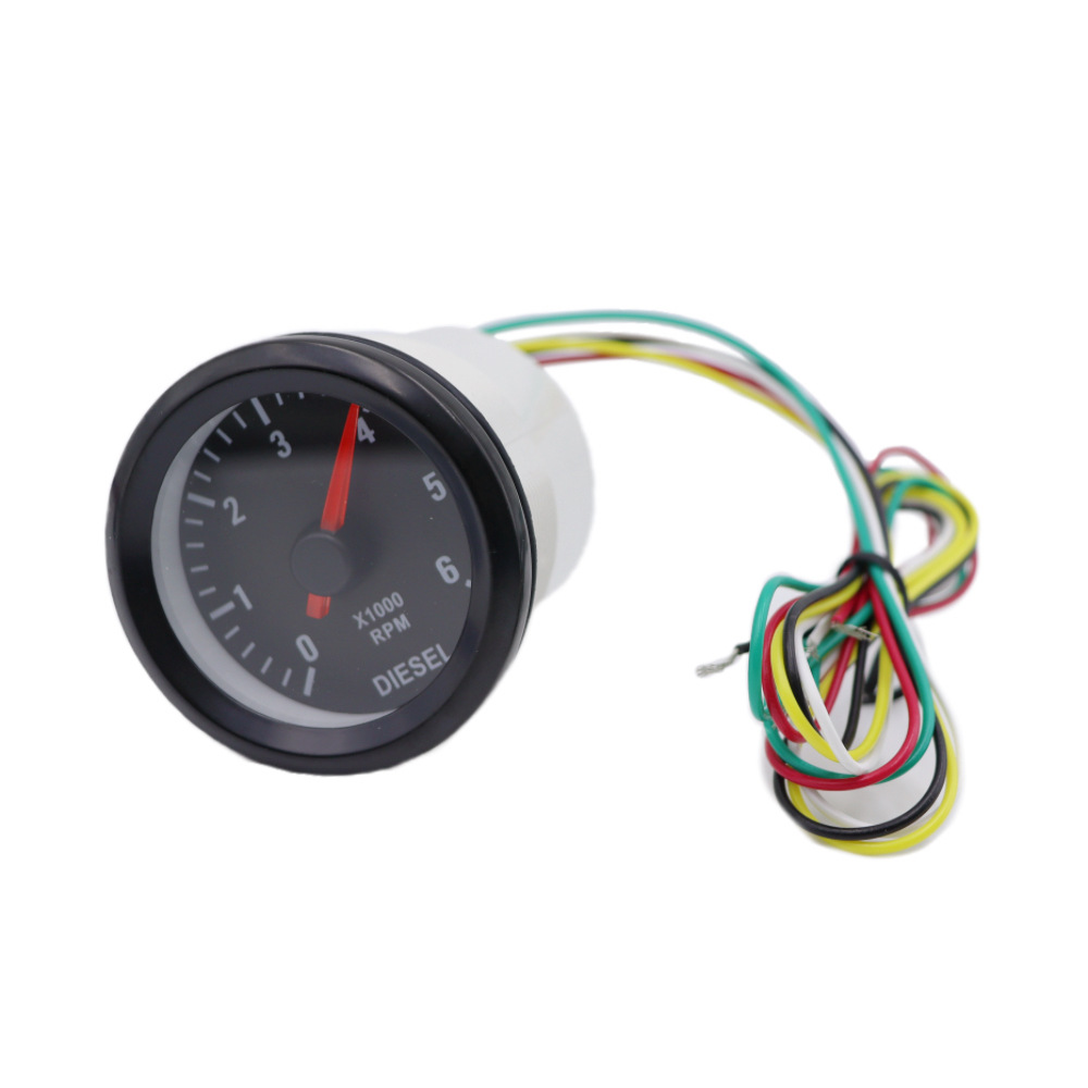 Cross-Border Hot-Selling 2-Inch 52mm Diesel Vehicle Tachometer 0-6000Rpm 12V Car Instrument Modification Gauge