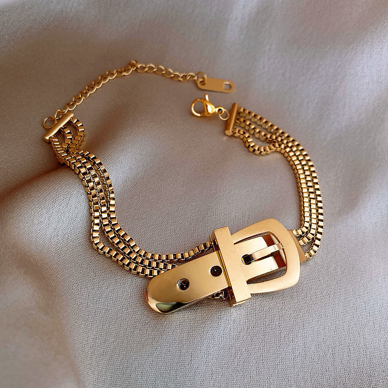 Geometric Pattern Fashion Geometric Titanium Steel Gold Plated Bracelets 1 Piece