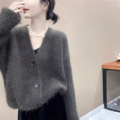 韓国版の怠惰な風は長袖のカーディガンの女性を厚くします。
