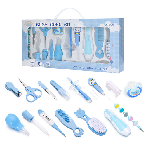 Manufacturer supplies foreign trade English baby brush comb nasal aspirator set thermometer care 20-piece gift set