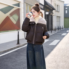 温暖毛毛大翻领羽绒服女2025冬季新款毛绒90绒休闲保暖外套YE6535