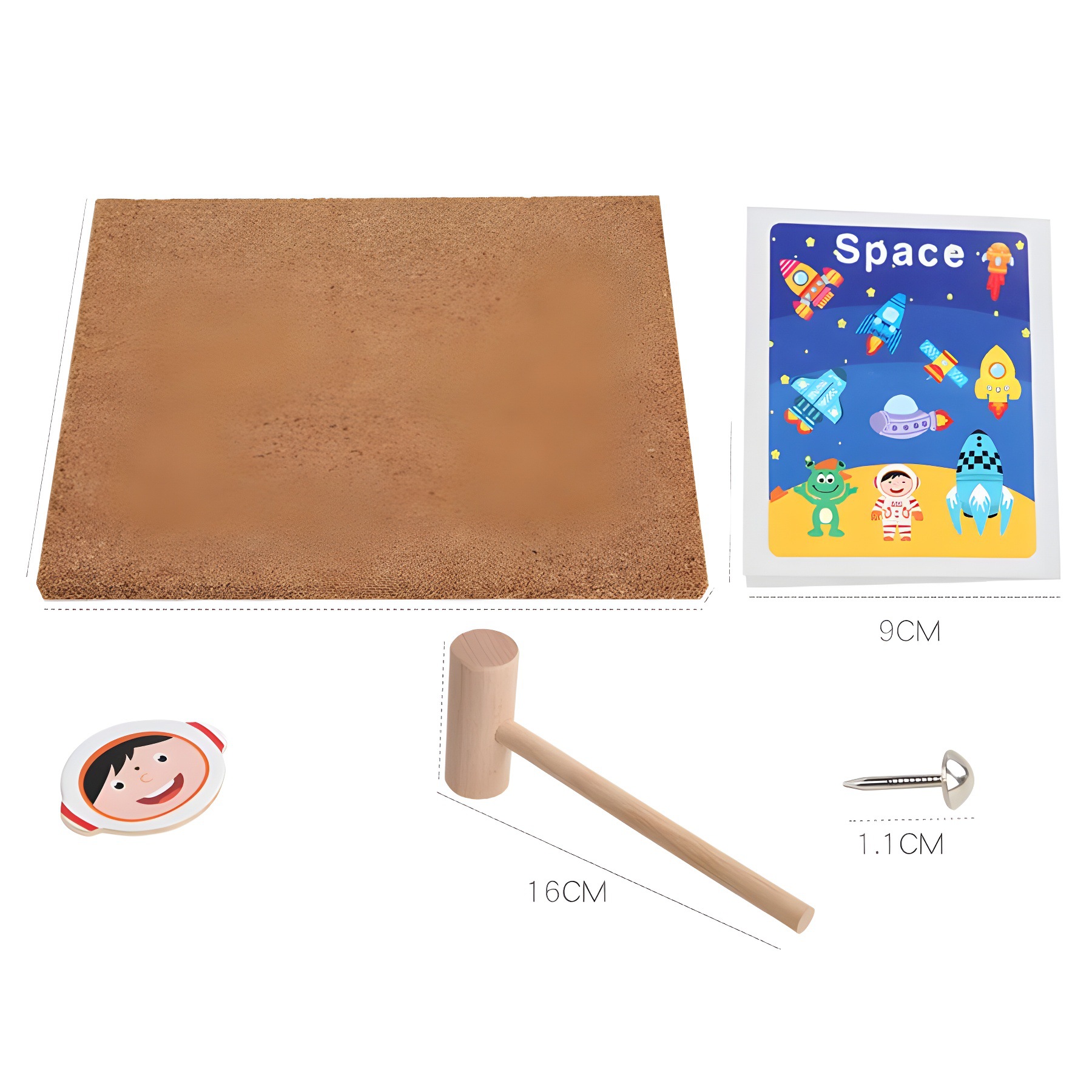 Herramientas de enseñanza de Monty Clavo martillo gráfico creativo tráfico espacial animales y plantas clavo clavos juguetes hechos a mano