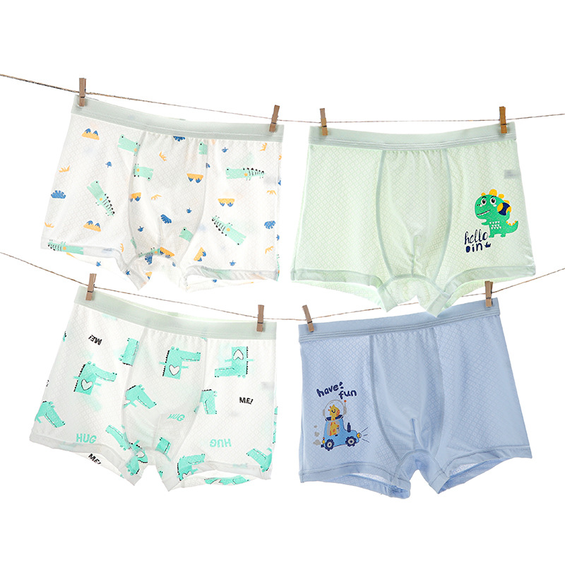 Boys' Underwear Ice Silk Summer Children's Boxers Anti-bacterial Mesh Thin Size Children's Boxer Shorts for Baby Boys 5