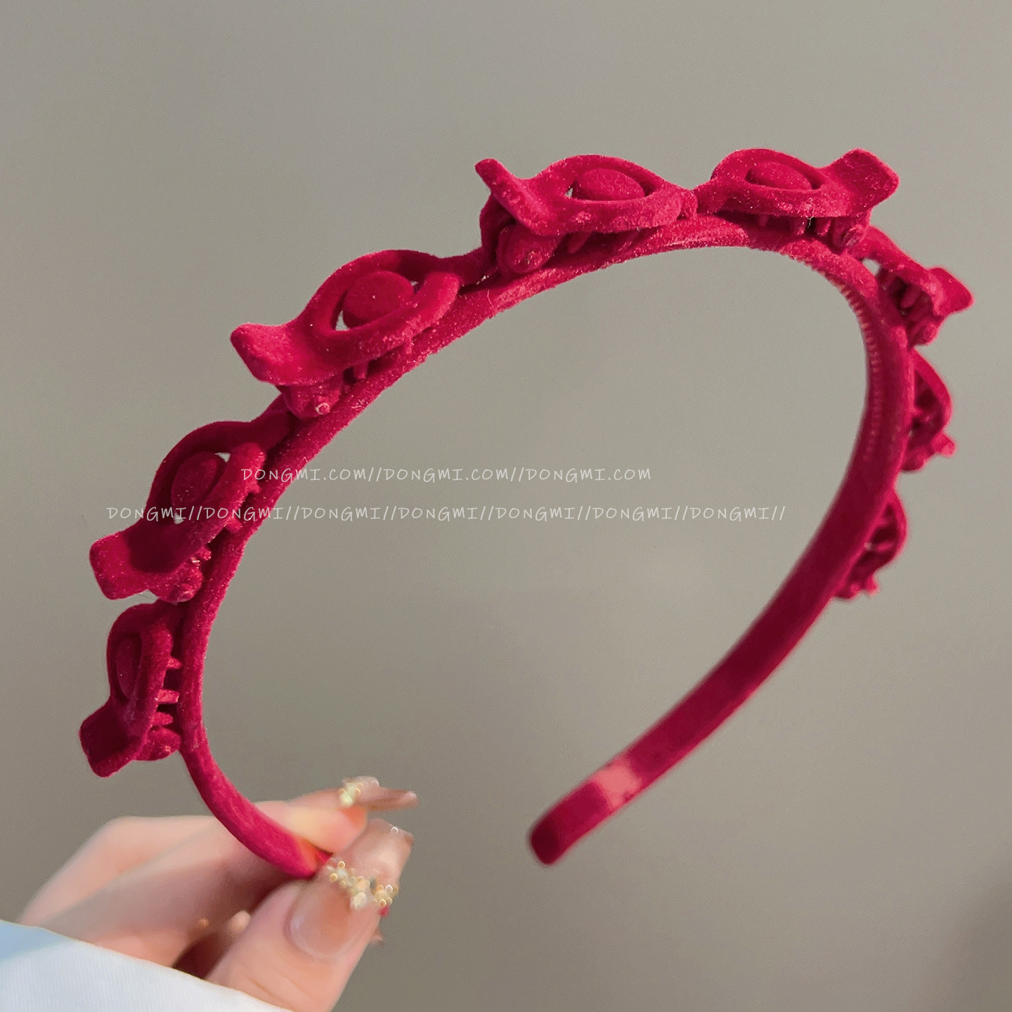 #239 red flocked braided headband