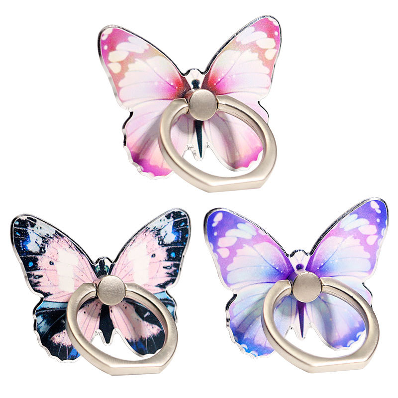 Nuevo en stock al por mayor anillo de hebilla soporte de teléfono móvil hebilla mariposa pintada de dibujos animados lindo creativo