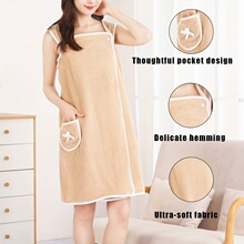 Y 75661 Coral Fleece Wearable Bath Towel Robe �ɴ�ʽԡ��