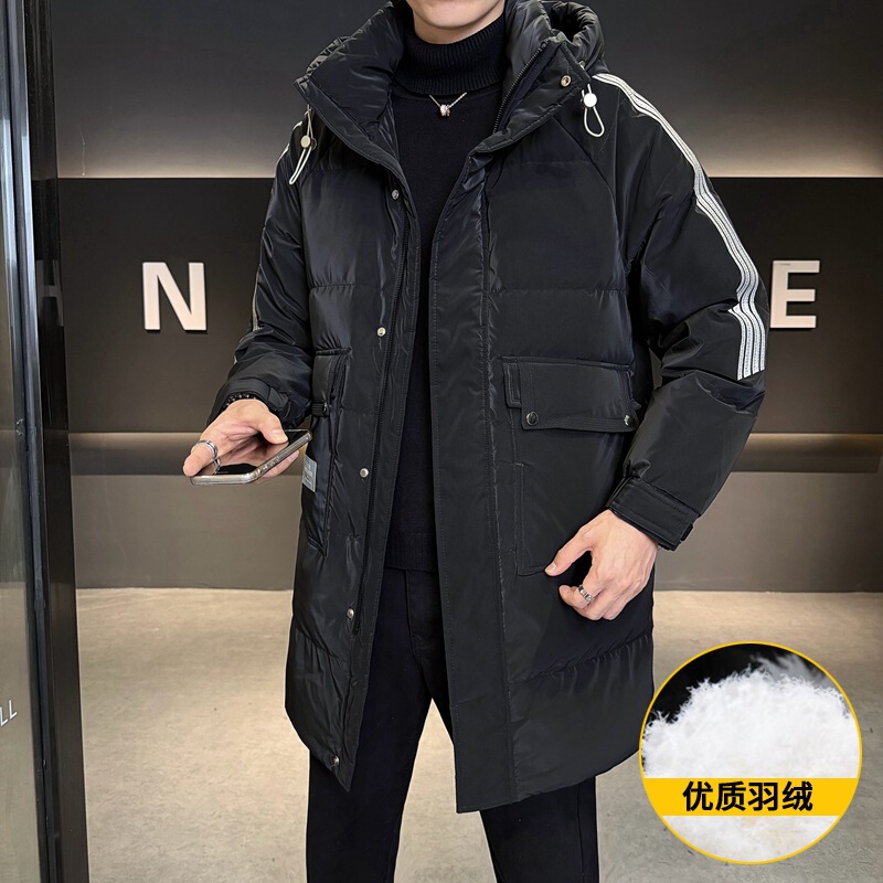 Brand Cold-Proof 50% Duck down down Jacket for Men 025 Winter Thickeneded Warm Young and Middle-Aged Men's Long Hooded Jacket