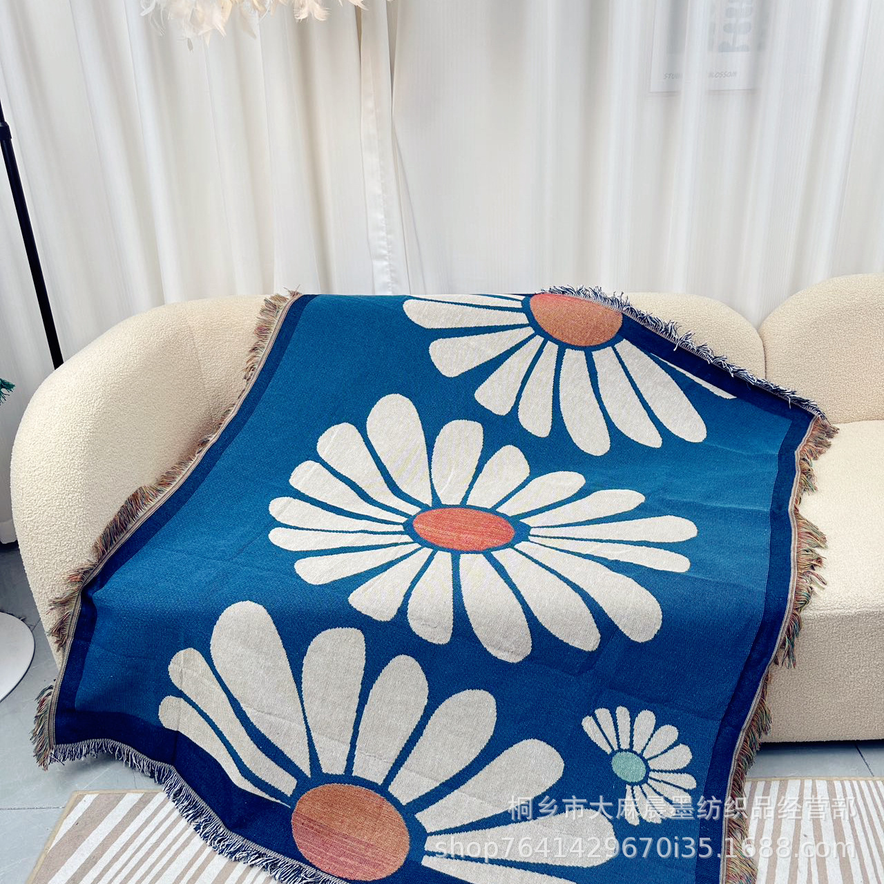 낙서 스타일 꽃 커버 담요 홈스테이 담요 침대 끝 담요 술 소파 담요 실 담요