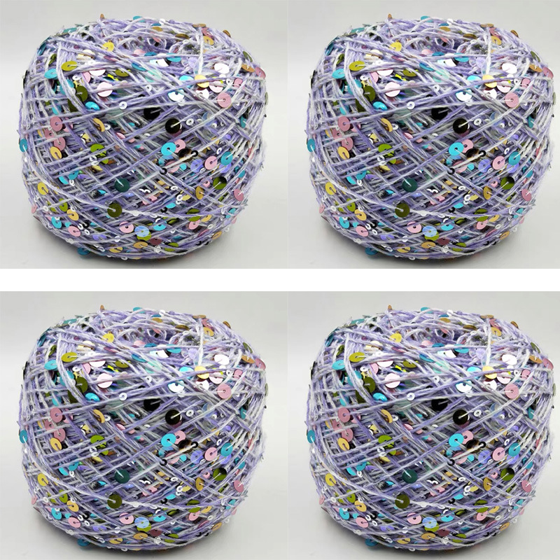 3+6 Cotton Sequin Yarn, Large and Small Twisted Sequin Yarn, Special Textile Fancy Yarn, Hand-Woven Thread 50g