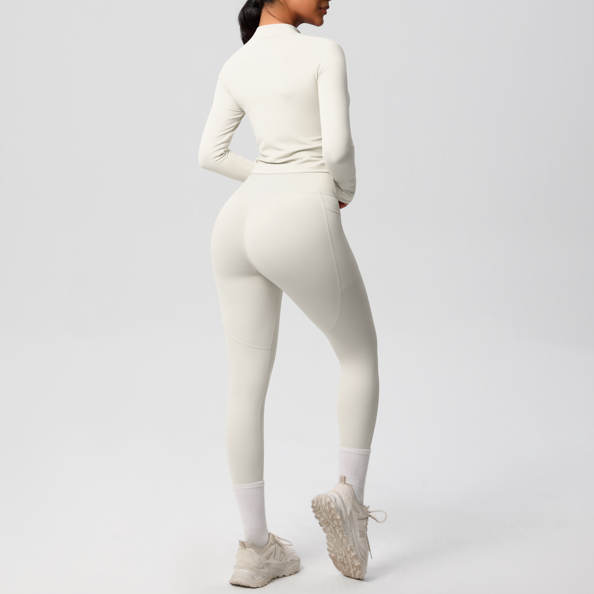 Sport Style Solid Color Nylon Spandex Zip Collar Tracksuit Coat Sweatpants display picture 34
