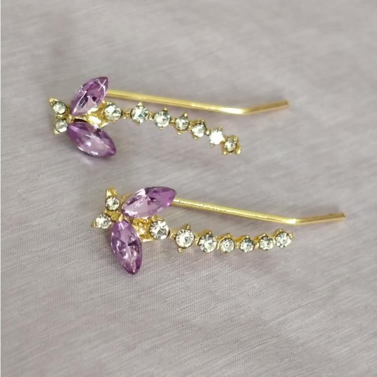 紫色锆石蝴蝶耳排耳环轻奢高级感小众精致气质百搭耳饰超闪简约女