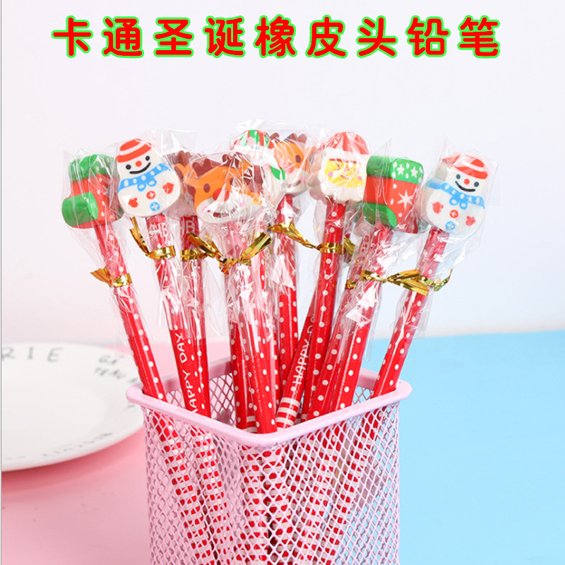 Christmas rubber pencil originality Cartoon children student practical gift Open activity gift