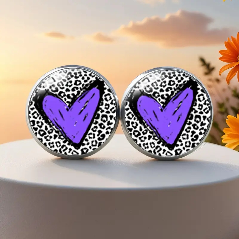 Boucles d'oreilles à imprimé léopard, style nouveau, avec pierres précieuses, verre et tige en acier inoxydable._voghion.com