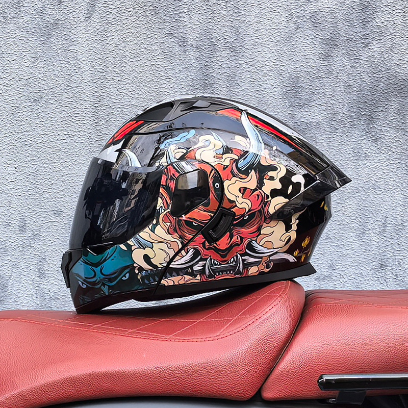 Orz casco de carcasa pequeña casco de cara a cara casco de motocicleta locomotora de doble lente hombres y mujeres de cuatro estaciones casco de crucero grande